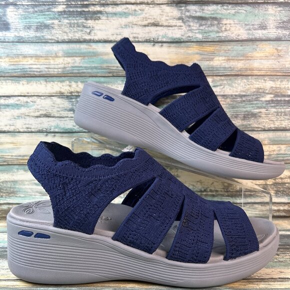 Skechers Slingback Sandals Womens Size 10 Navy Blue Slip On Casual Comfort Vegan - Picture 1 of 10